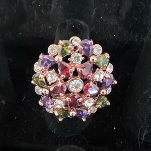 Elegant Multicolor Gemstone Cluster Ring